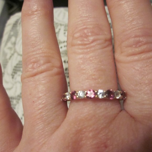 Gems En Vogue Michael Valitutti Rhodolite Zircon Eternity Band Ring Sz 7 - Picture 1 of 5